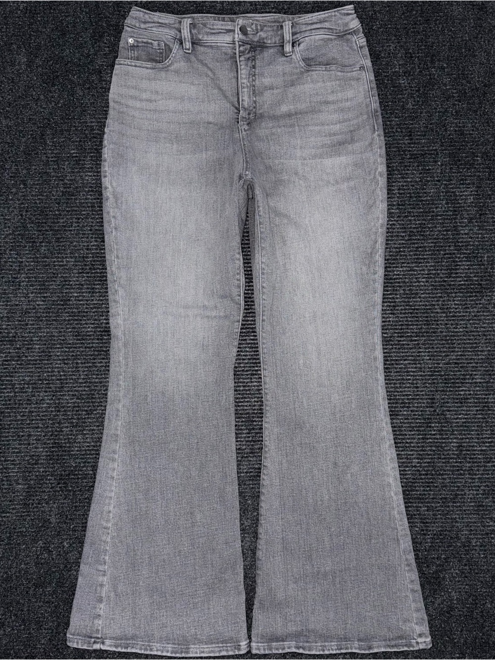 INC International Concepts High Rise Flare Gray Jeans Contemporary Size 14 / 32